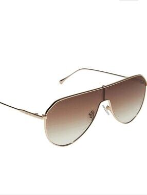 DIFF Eyewear Dash Shield Aviator Reflective Gradient Sunglasses- Gold/Brown